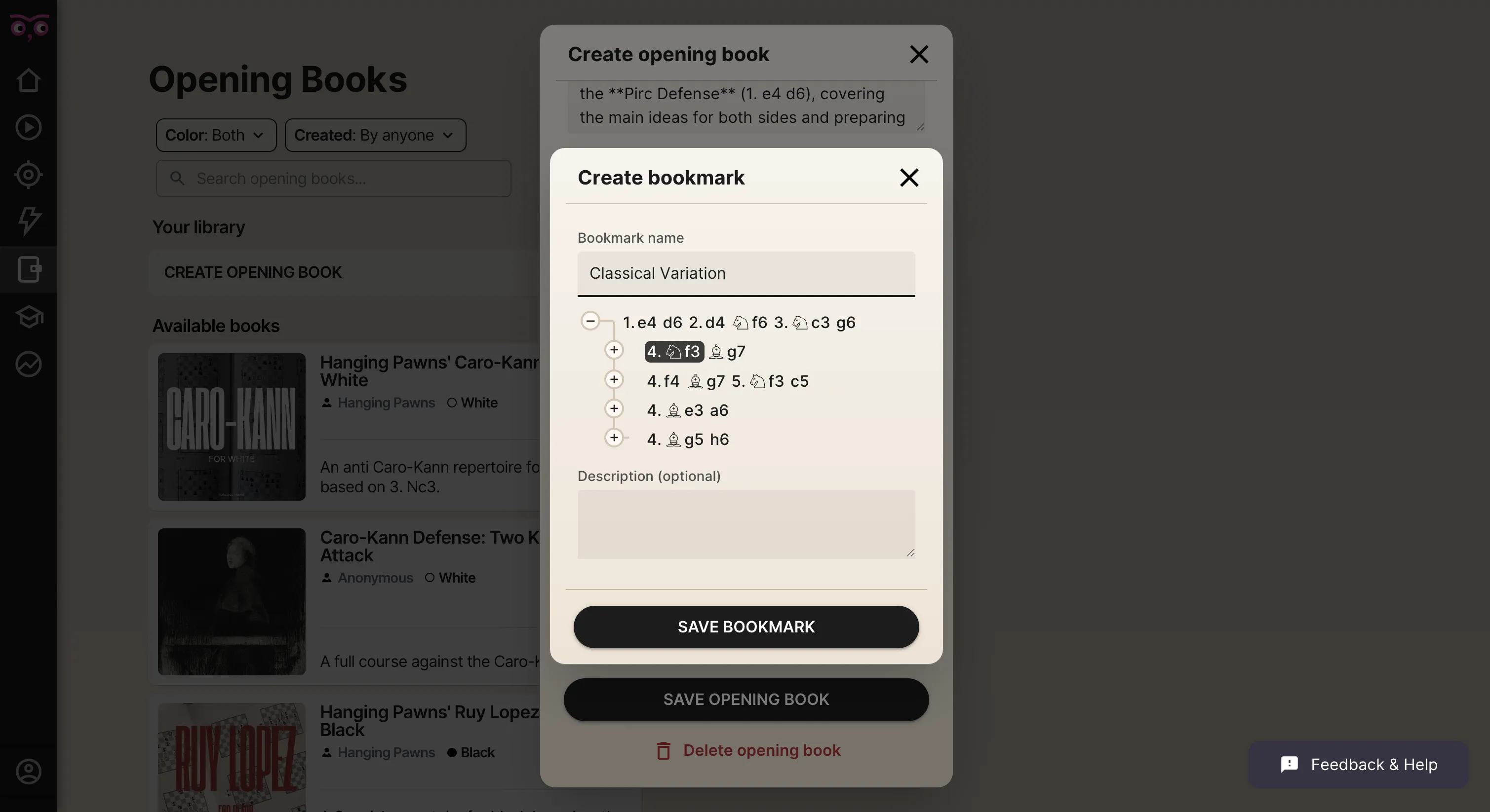 Creating a bookmark