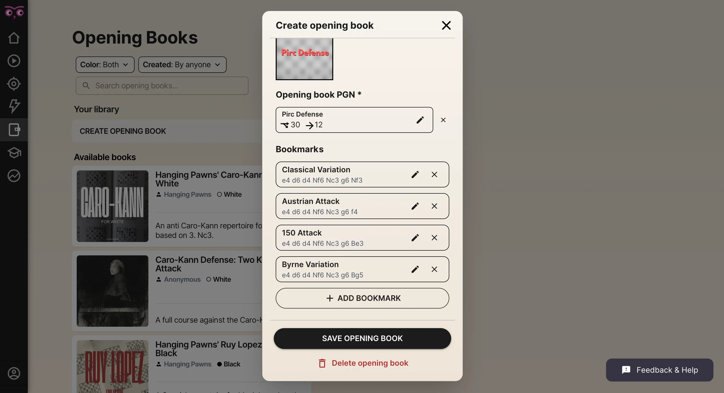 Bookmark example with Pirc Defense