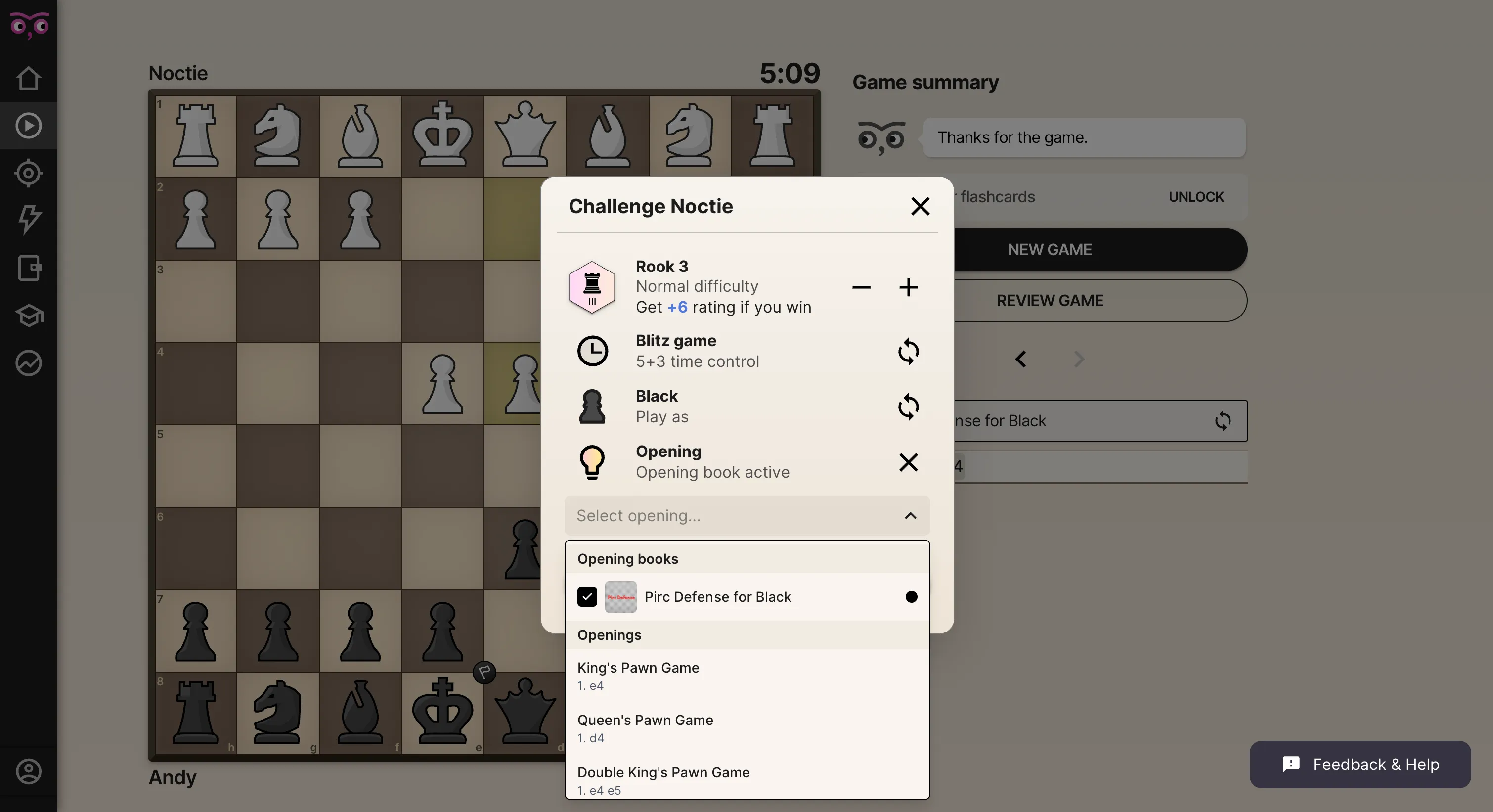 Start training from home screen